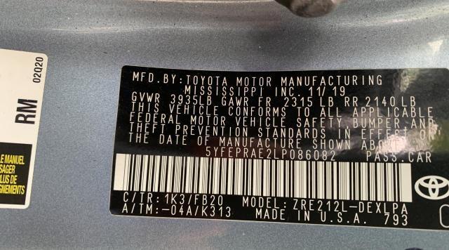 Photo 10 from auction – 2020 TOYOTA COROLLA LE with VIN 5YFEPRAE2LP086082