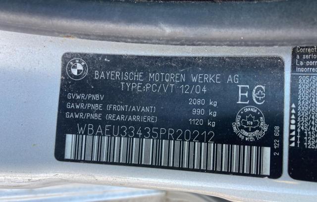 Photo 10 from auction – 2005 BMW 325 XI with VIN WBAEU33435PR20212
