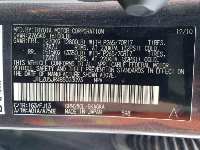 Photo 14 from auction – 2011 TOYOTA 4RUNNER SR with VIN JTEZU5JR4B5023093