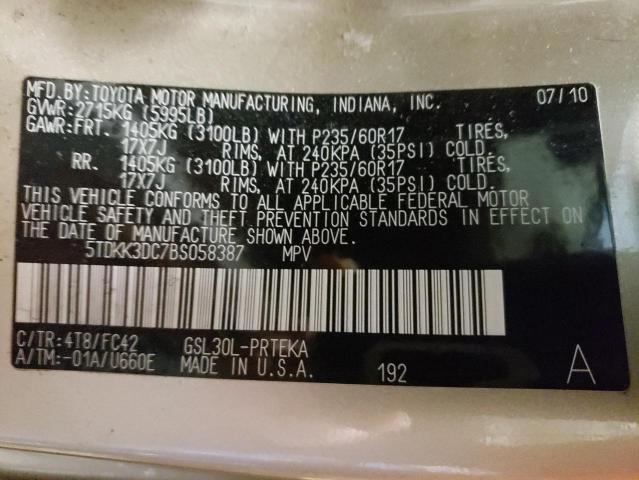 Photo 14 from auction – 2011 TOYOTA SIENNA LE with VIN 5TDKK3DC7BS058387