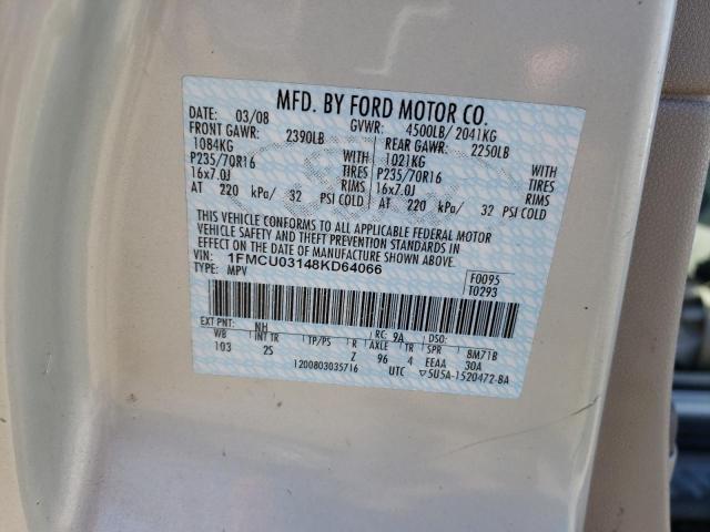 Zdjęcie 14 z aukcji – 2008 FORD ESCAPE XLT z VIN 1FMCU03148KD64066