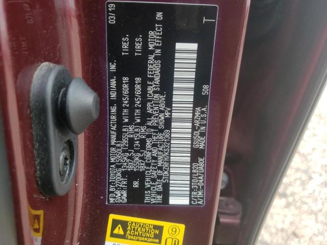Photo 14 from auction – 2019 TOYOTA HIGHLANDER with VIN 5TDKZRFH7KS321369