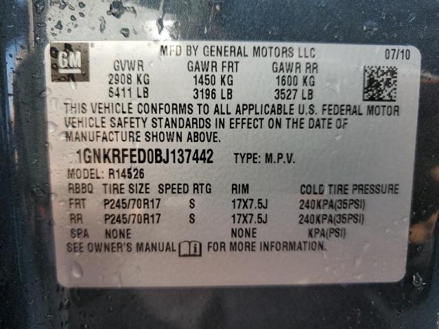 Photo 14 from auction – 2011 CHEVROLET TRAVERSE L with VIN 1GNKRFED0BJ137442