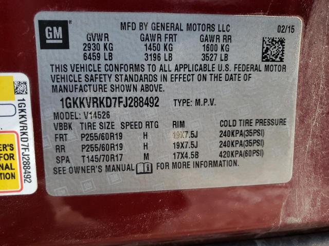 Photo 14 from auction – 2015 GMC ACADIA SLT with VIN 1GKKVRKD7FJ288492
