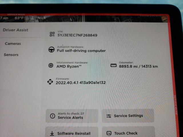Photo 9 from auction – 2022 TESLA MODEL 3 with VIN 5YJ3E1EC7NF268849