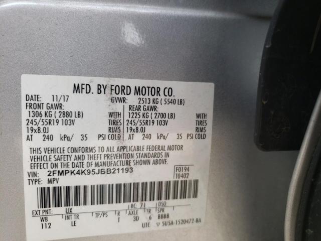 Photo 14 from auction – 2018 FORD EDGE TITAN with VIN 2FMPK4K95JBB21193