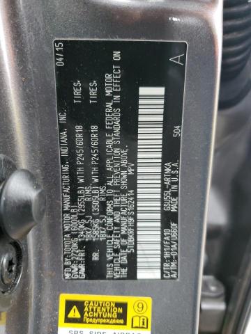 Foto 14 de la subasta – 2015 TOYOTA HIGHLANDER con VIN 5TDBKRFH9FS162414
