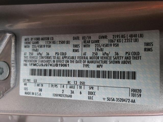 Photo 14 from auction – 2019 FORD ESCAPE TIT with VIN 1FMCU9J97KUB19061