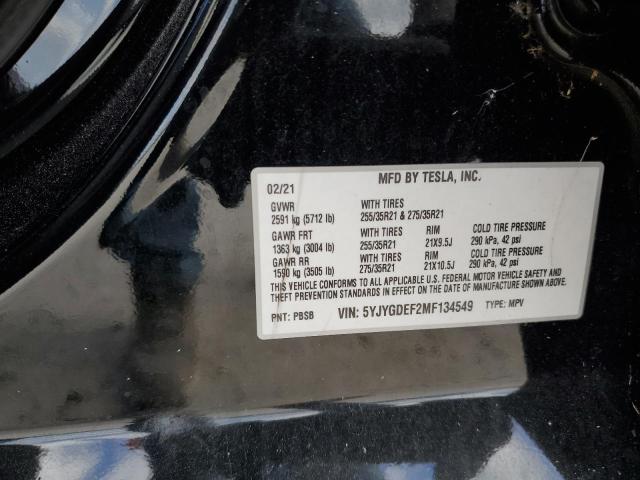 Photo 14 from auction – 2021 TESLA MODEL Y with VIN 5YJYGDEF2MF134549