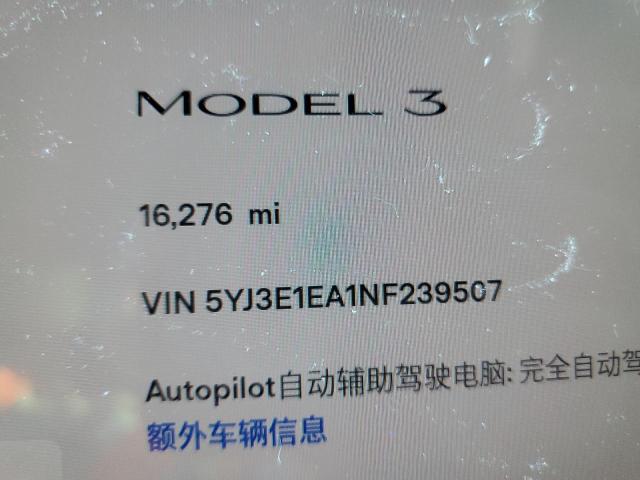 Photo 9 from auction – 2022 TESLA MODEL 3 with VIN 5YJ3E1EA1NF239507