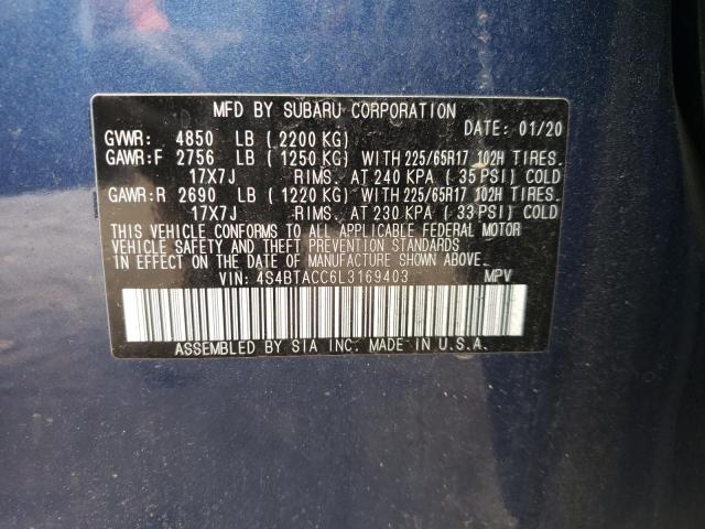 Photo 14 from auction – 2020 SUBARU OUTBACK PR with VIN 4S4BTACC6L3169403