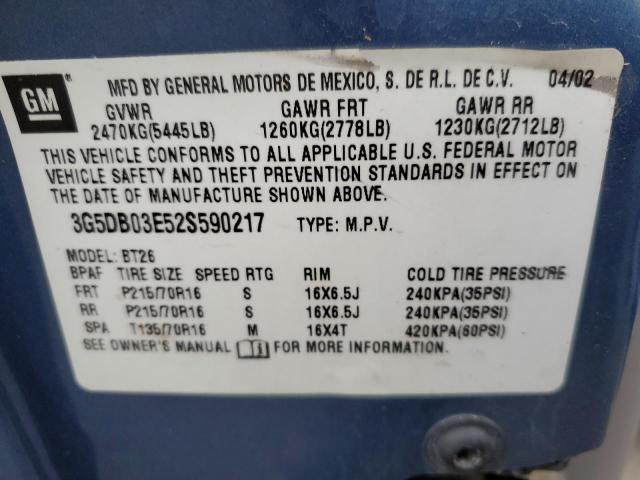 Photo 14 from auction – 2002 BUICK RENDEZVOUS with VIN 3G5DB03E52S590217