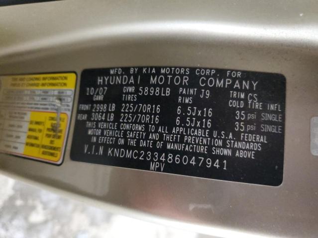 Photo 14 from auction – 2008 HYUNDAI ENTOURAGE with VIN KNDMC233486047941