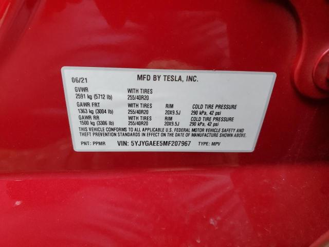 Photo 14 from auction – 2021 TESLA MODEL Y with VIN 5YJYGAEE5MF207967