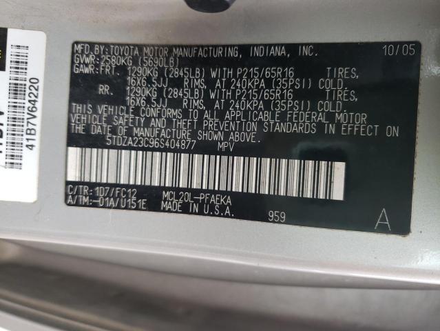 Photo 14 from auction – 2006 TOYOTA SIENNA CE with VIN 5TDZA23C96S404877