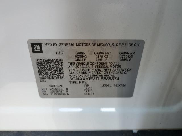 Photo 14 from auction – 2020 CHEVROLET EQUINOX LT with VIN 3GNAXKEV7LS585874