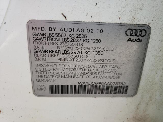Photo 14 from auction – 2010 AUDI Q5 PREMIUM with VIN WA1LKAFP5AA078782
