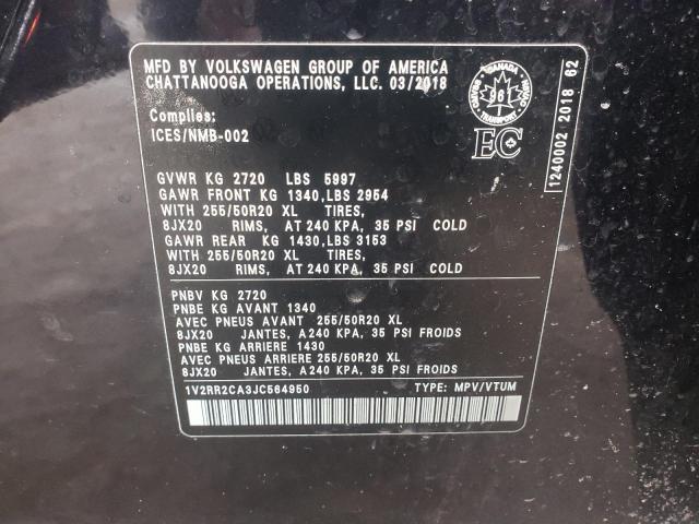 Photo 14 from auction – 2018 VOLKSWAGEN ATLAS SEL with VIN 1V2RR2CA3JC564950