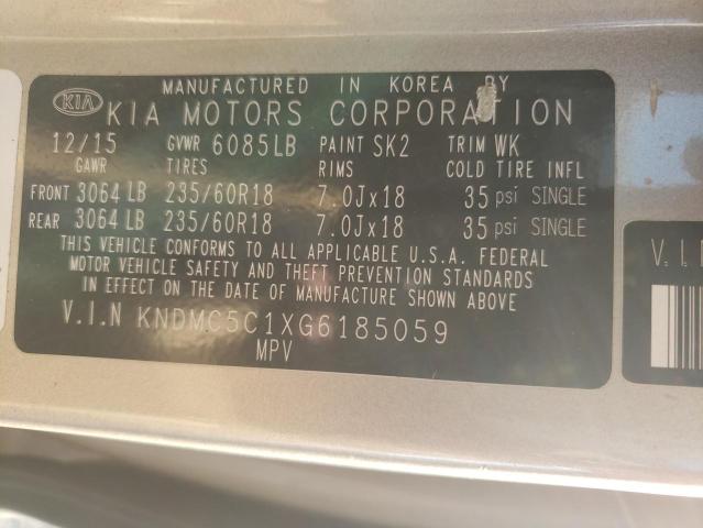 Photo 14 from auction – 2016 KIA SEDONA EX with VIN KNDMC5C1XG6185059