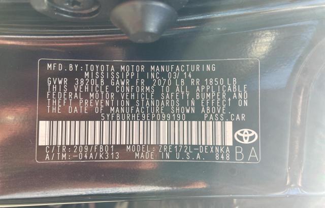 Photo 10 from auction – 2014 TOYOTA COROLLA L with VIN 5YFBURHE9EP099190