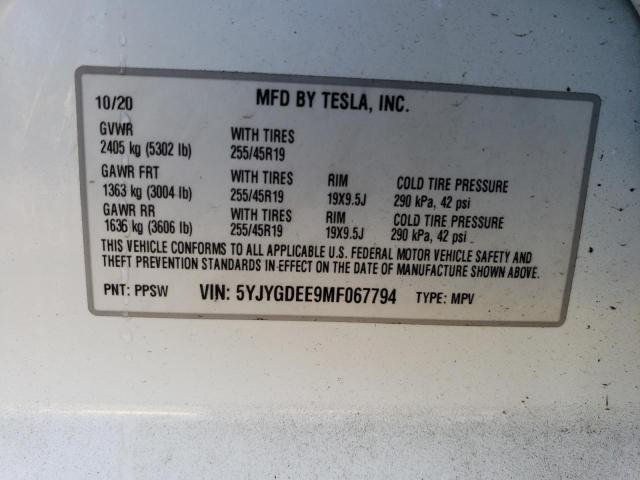 Photo 14 from auction – 2021 TESLA MODEL Y with VIN 5YJYGDEE9MF067794