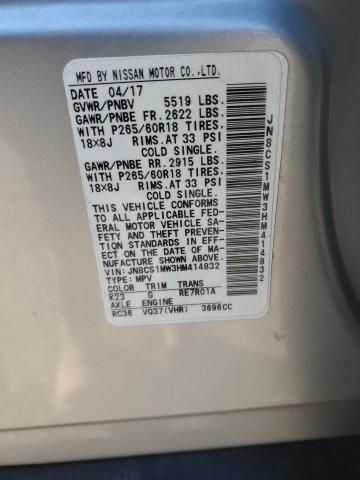 Photo 14 from auction – 2017 INFINITI QX70 with VIN JN8CS1MW3HM414832