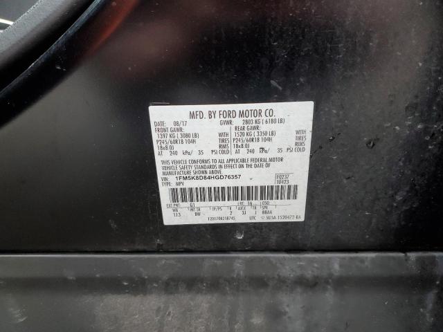 Photo 14 from auction – 2017 FORD EXPLORER X with VIN 1FM5K8D84HGD76357