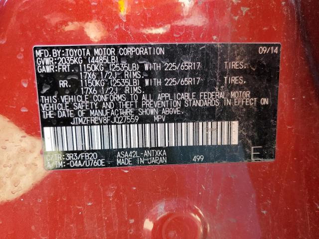 Photo 14 from auction – 2015 TOYOTA RAV4 LE with VIN JTMZFREV8FJ027559