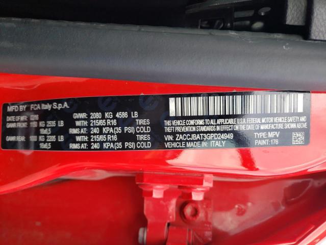 Photo 14 from auction – 2016 JEEP RENEGADE S with VIN ZACCJBAT3GPD24949
