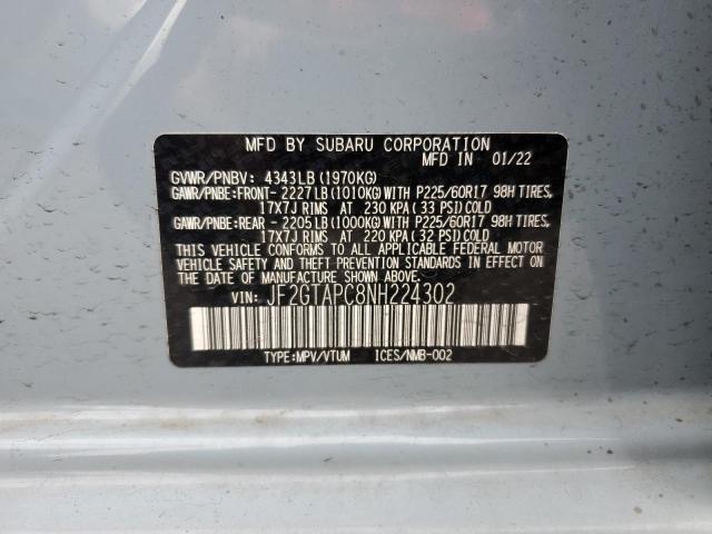 Photo 14 from auction – 2022 SUBARU CROSSTREK with VIN JF2GTAPC8NH224302