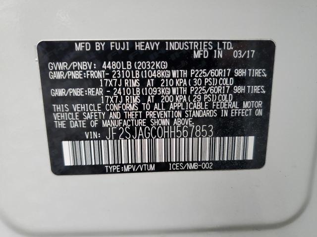 Photo 14 from auction – 2017 SUBARU FORESTER 2 with VIN JF2SJAGC0HH567853