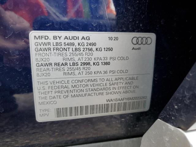 Photo 14 from auction – 2021 AUDI Q5 PREMIUM with VIN WA1BAAFY6M2023263