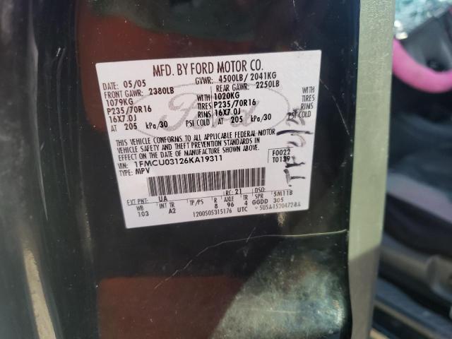Photo 14 from auction – 2006 FORD ESCAPE XLT with VIN 1FMCU03126KA19311