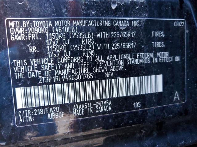 Photo 14 from auction – 2022 TOYOTA RAV4 XLE with VIN 2T3P1RFV4NC301765