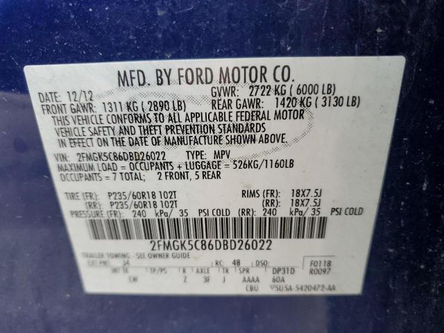 صورة رقم 14 من المزاد - 2013 FORD FLEX SEL مع VIN 2FMGK5C86DBD26022