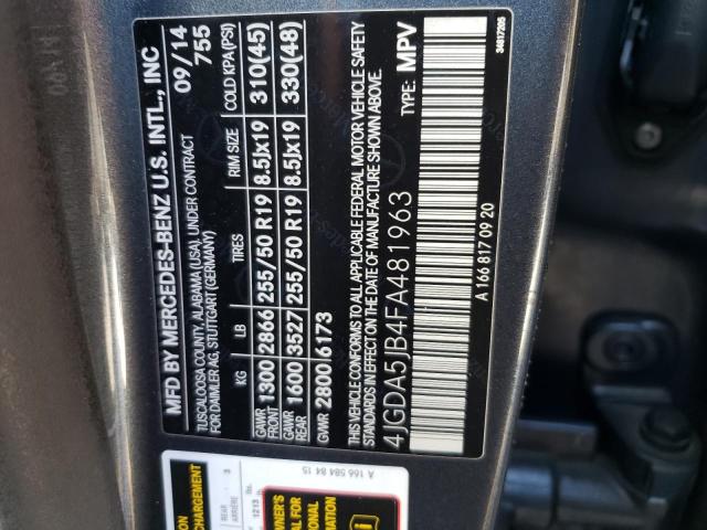 Photo 14 from auction – 2015 MERCEDES-BENZ ML 350 with VIN 4JGDA5JB4FA481963