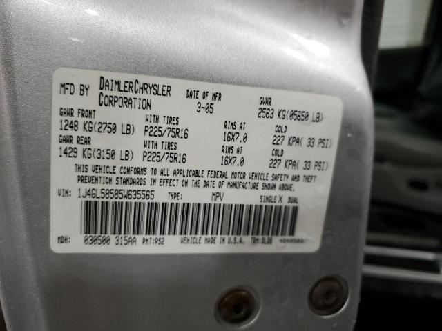 Photo 14 from auction – 2005 JEEP LIBERTY LI with VIN 1J4GL58585W635565