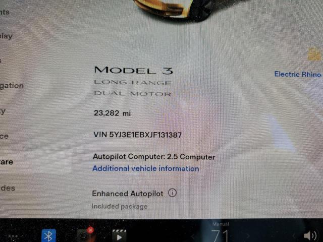 Photo 9 from auction – 2018 TESLA MODEL 3 with VIN 5YJ3E1EBXJF131387
