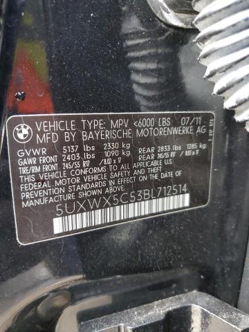 Photo 14 from auction – 2011 BMW X3 XDRIVE2 with VIN 5UXWX5C53BL712514