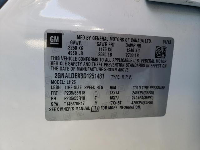 Photo 14 from auction – 2013 CHEVROLET EQUINOX LT with VIN 2GNALDEK3D1251481