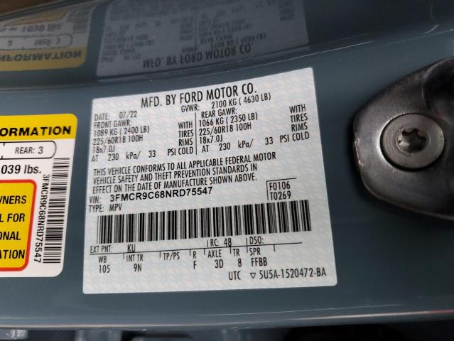 Photo 14 from auction – 2022 FORD BRONCO SPO with VIN 3FMCR9C68NRD75547