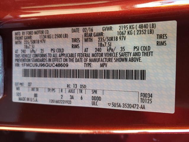 Photo 14 from auction – 2016 FORD ESCAPE TIT with VIN 1FMCU9J96GUC48609