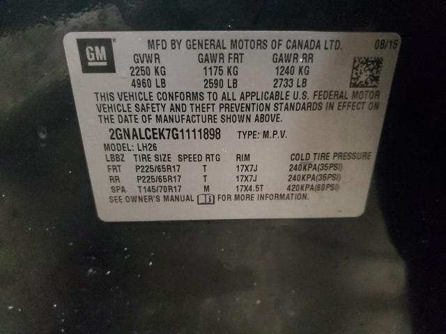 Photo 14 from auction – 2016 CHEVROLET EQUINOX LT with VIN 2GNALCEK7G1111898