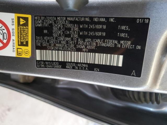 Photo 14 from auction – 2018 TOYOTA HIGHLANDER with VIN 5TDKZRFH8JS536225