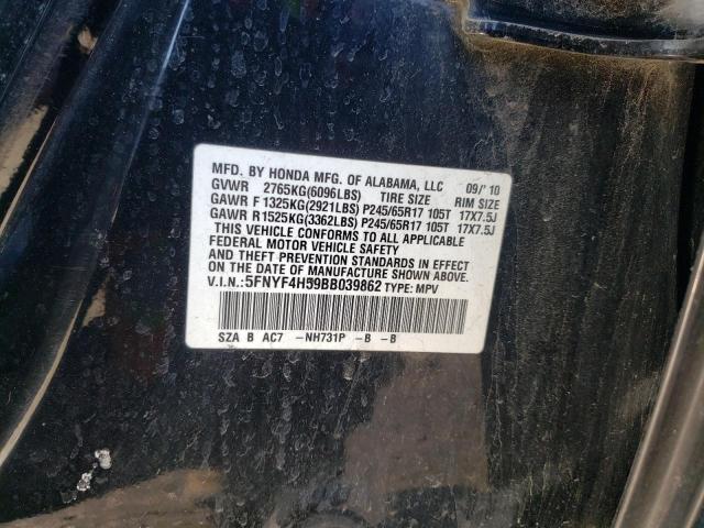 Photo 14 from auction – 2011 HONDA PILOT EXL with VIN 5FNYF4H59BB039862