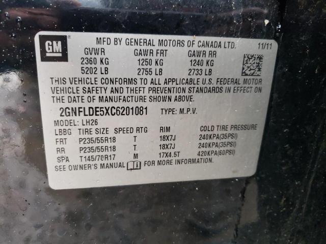 Photo 14 from auction – 2012 CHEVROLET EQUINOX LT with VIN 2GNFLDE5XC6201081