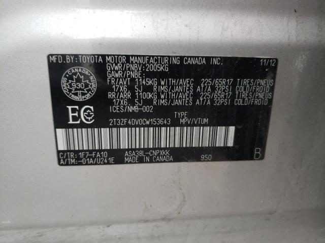 Photo 14 from auction – 2012 TOYOTA RAV4 with VIN 2T3ZF4DV0CW153643