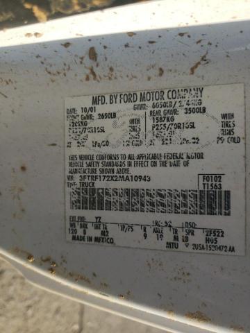 Photo 10 from auction – 2002 FORD F150 with VIN 3FTRF172X2MA10943