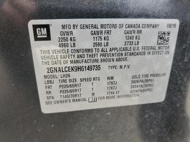 Photo 14 from auction – 2017 CHEVROLET EQUINOX LT with VIN 2GNALCEK9H6149735