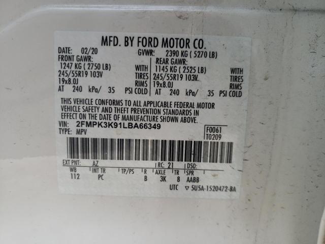 Photo 14 from auction – 2020 FORD EDGE TITAN with VIN 2FMPK3K91LBA66349